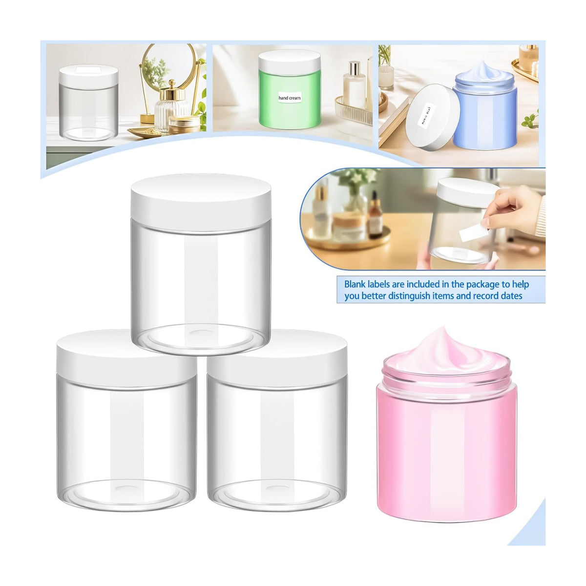 3 Pack 16oz Plastic Jars with Lids